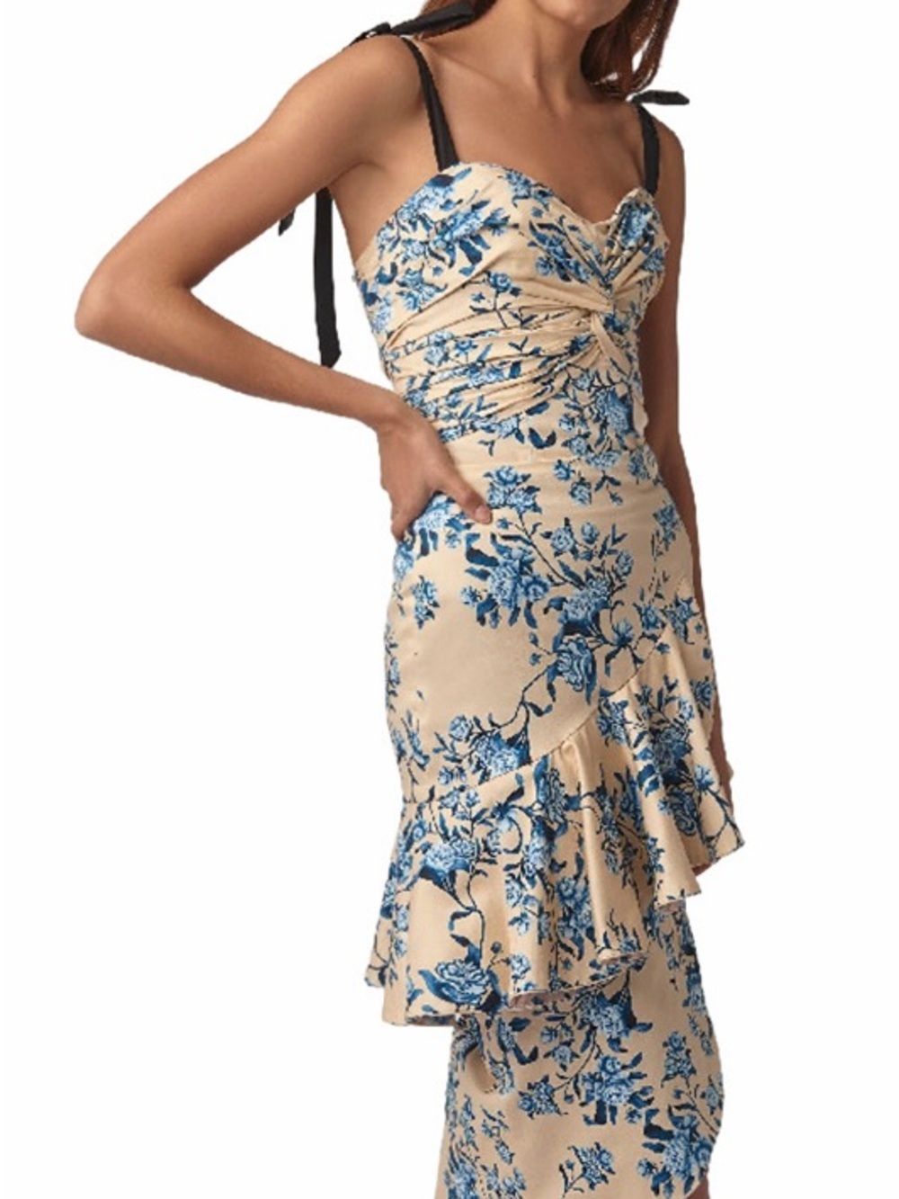 Johanna Ortiz Floral Cotton Sateen Bustier Top